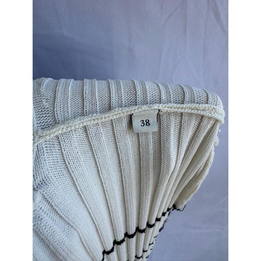 Sandro White Striped Knit Maxi Dress Size 38 - Picture 7 of 7